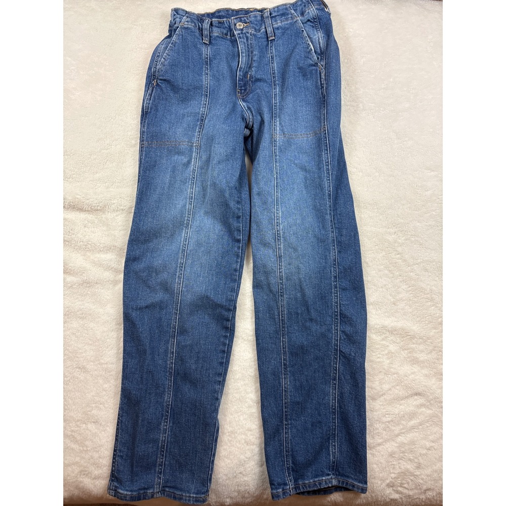 Old Navy OG Loose High Waisted Seam Front Blue Denim Jeans Women 6 Medium Wash